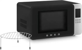Cuptor cu microunde si gratar 4in1 SMEG Collezione MOC01BLMEU, 1900 W, 29 l, 18 programe, Inchidere lina, Semnal sonor, Ecran LCD, Negru mat