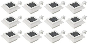 vidaXL Lămpi solare de exterior, 12 buc., alb, 12 cm, pătrat, LED
