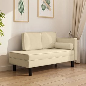 355023 vidaXL Șezlong cu perne și și pernuță cilindrică, crem, textil