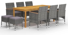 vidaXL Set mobilier de grădină, 11 piese, gri