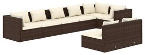 3102402 vidaXL Set mobilier de grădină cu perne, 8 piese, maro, poliratan