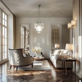 Lustră de cristal pe lanț Brilagi MOZART 4xE14/40W/230V crom lucios