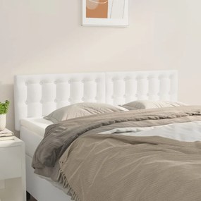 vidaXL Tăblii de pat, 2 buc., alb, 72x5x78/88 cm, piele ecologică