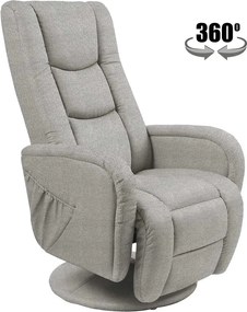 Fotoliu recliner PULSAR 2, gri, stofa clasica/metal, 68x85/135x85/106