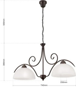 Orion - Lustra suspendată pe lanț RULA 2xE27/40W/230V alb/bronz