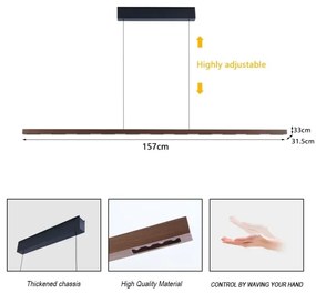 Immax NEO 07309L-LED Lustră suspendată dimabilă pe cablu cu senzor MADEIRA, 37W/230V, 157 cm, nuc