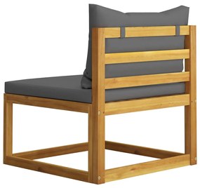 Set mobilier de gradina cu perne, 6 piese, lemn masiv acacia Morke gra, 2x mijloc + 2x colt + suport pentru picioare + masa, 1
