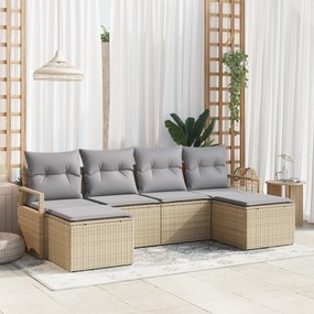 vidaXL Set de canapele pentru grădină 6 pcs Bej Rattan poli