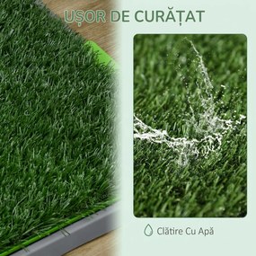 PawHut Toaletă pentru Câini cu Gazon Sintetic, Iarbă de Schimb și Tavă Inferioară pentru Interior și Exterior, 67x41x3.5 cm | Aosom Romania