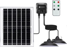Aigostar - Lustră solară LED, 2x LED, 70W, 12V, 12000 mAh, 6500K, Ø 23,5 cm + telecomandă