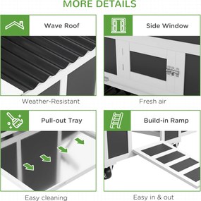 PawHut Adăpost din Lemn pentru Găini cu Cuib pentru Ouă pentru 6 Găini, Gri Închis | Aosom Romania