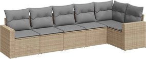 vidaXL Set canapele de grădină cu perne, 6 piese, bej, poliratan