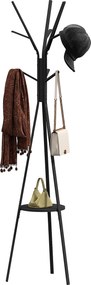 HOMCOM Cuier Vertical Modern de Podea pentru Hol, 45x45x180cm, Negru | Aosom Romania