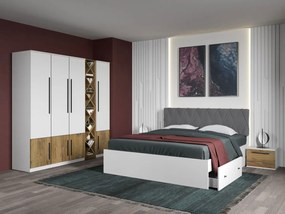 Set mobila dormitor 4 piese Alb/Stejar Eclipse C08