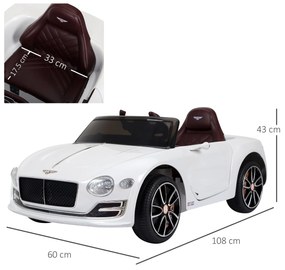 HOMCOM Mașinuță Electrică pentru Copii Model Bentley, Cu Lumini și Sunete, 108x60x43cm | Aosom Romania