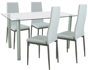 Set de masă Verna 4+1 alb-gri