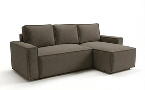 Canapea extensibila de colt SMART BOUCLE, gri-maro, reversibila, 232x143 cm