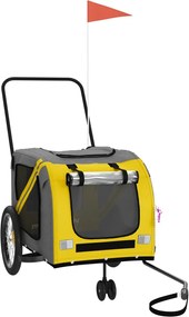 vidaXL Remorcă bicicletă animale companie, galben/gri, oxford/fier