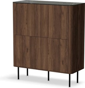 Comoda SOLANO KM-2, nuc/negru, PAL laminat, 100x40x116 cm