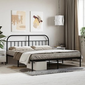 353638 vidaXL Cadru de pat metalic cu tăblie, negru, 160x200 cm