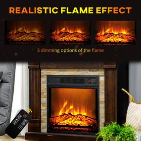 HOMCOM Semineu Electric de Podea cu Timer, Temperatura Reglabila, din Metal, ABS si PAL, 80x21.6x67.8 cm, Maro | Aosom Romania