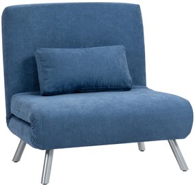 HOMCOM Fotoliu tapitat cu funcție de pat, design 2-in-1, Fotoliu de dormit, Pat de oaspeți, Husă de stofă, cu pernă, Albastru | Aosom Romania