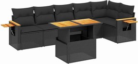 vidaXL Set canapele de grădină cu perne, 7 piese, negru, poliratan