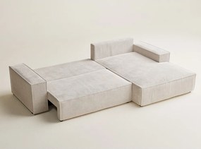 Colțar crem extensibil/cu spațiu de depozitare cu tapițerie din chenille (cu colț pe partea dreaptă/cu șezlong) Maze – Maison de Rêve