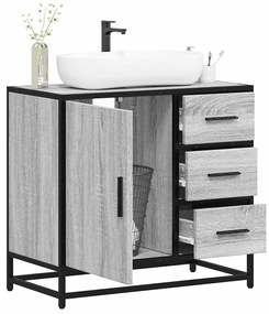 vidaXL Dulap pentru chiuvetă de baie gri Sonoma 65x33x60 cm lemn