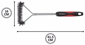 Perie de curatat grataruul Klausberg KB 7898, 41,5 cm, Orificiu de agatat, Otel inoxidabil, Negru/Rosu