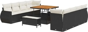 vidaXL Set de canapele pentru grădină 11 pcs Negru Rattan poli
