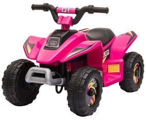 HOMCOM ATV pentru Copii Electric cu Baterie Incarcabila 6V, Viteza 2,8-4,6km/h, Varsta 3-5 Ani, 72x40x45,5cm, Roz