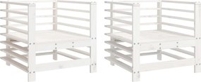 vidaXL Scaune de grădină, 2 buc., alb, lemn masiv de pin