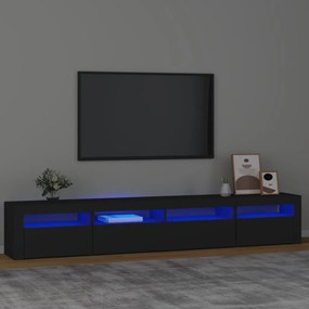 3152723 vidaXL Comodă TV cu lumini LED, negru, 240x35x40cm