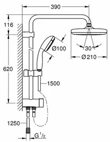 Coloana de dus Grohe New Tempesta Flex 210 fara baterie