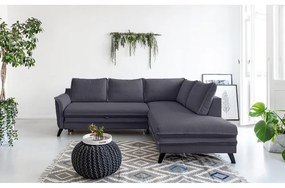 Colțar extensibil cu șezlong pe partea dreaptă Miuform Charming Charlie L, gri antracit