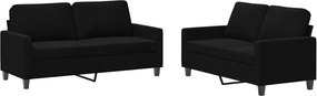 vidaXL Set de canapele cu perne, 2 piese, negru, catifea