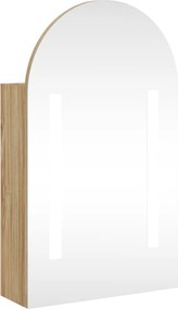 vidaXL Dulap cu oglindă de baie cu LED, stejar, 42x13x70 cm, arcuit