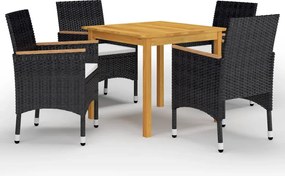 vidaXL Set mobilier de grădină, 5 piese, negru