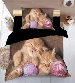 Lenjerie de pat din microfibra Culoare maro, 3D KATS BALL OF THREAD