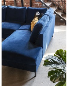 Colțar albastru închis extensibil cu tapițerie din catifea (cu colț pe partea dreaptă) Lofty Lilly – Miuform