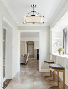 Lustră pe tijă STANZA, 4xE27/15W/230V, Ø 55 cm, crom/alb - Open Design OR80872