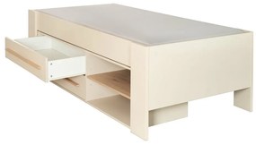 Pat pentru copii bej cu spațiu de depozitare fără somieră 90x200 cm Captain – Roba