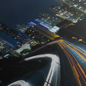 Tabloul metropolei nocturne (cu ceas) (90x30 cm)