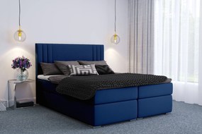 Pat matrimonial Boxspring 140 cm Morcano (albastru închis) (cu sp. depozitare). 1020335
