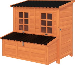 PawHut Cotet pentru găini cu cuib pentru 4-6 găini, acoperiș rezistent la apă, lemn de brad, plastic, 100 x 86 x 100 cm, Portocaliu | Aosom Romania