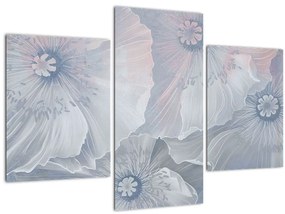 Tablou - Flori albastre pe perete (90x60 cm)