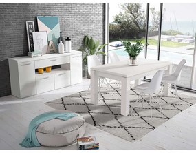 COMODA BRANCO, 179.4X41.3X85 CM, 4 USI, 1 SERTAR, CULOARE ALB, FRONT MDF, PAL