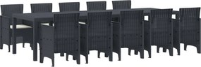 vidaXL Set de masă pentru grădină cu pernă 11 pcs Antracit și crem