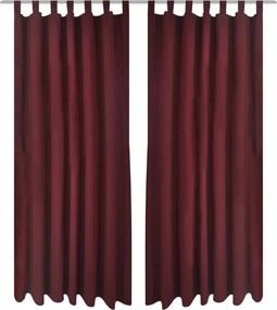 vidaXL Draperii micro-satin cu bride, 140 x 245 cm, roșu bordo, 2 buc.